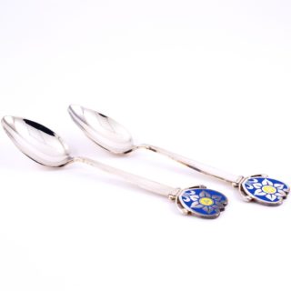 Alternative view of 镶嵌水仙七宝烧 純銀制调羹 2件套