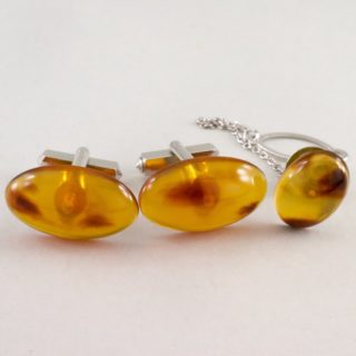 日本ながさき園田真珠べっ甲工芸 本鼈甲袖扣领带扣套装