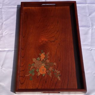 榉木尺七平安長手盆  草花 「古木系列」