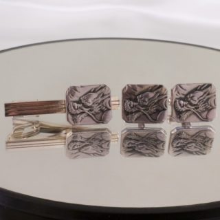 日本造幣局 银制 龍袖扣领带扣三件套