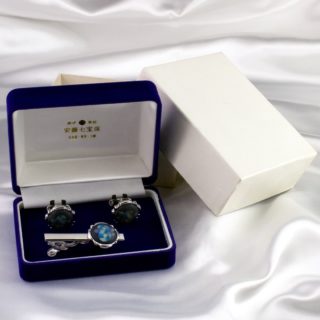 Alternative view of 安藤七宝店 银制七宝领带扣袖扣三件套