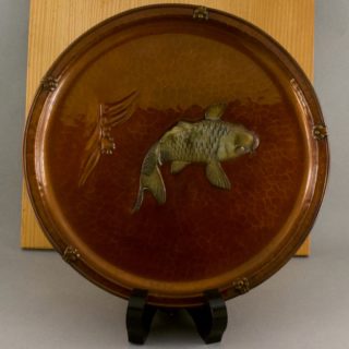 広島福屋 銅虫器 鯉鱼装饰铜盘