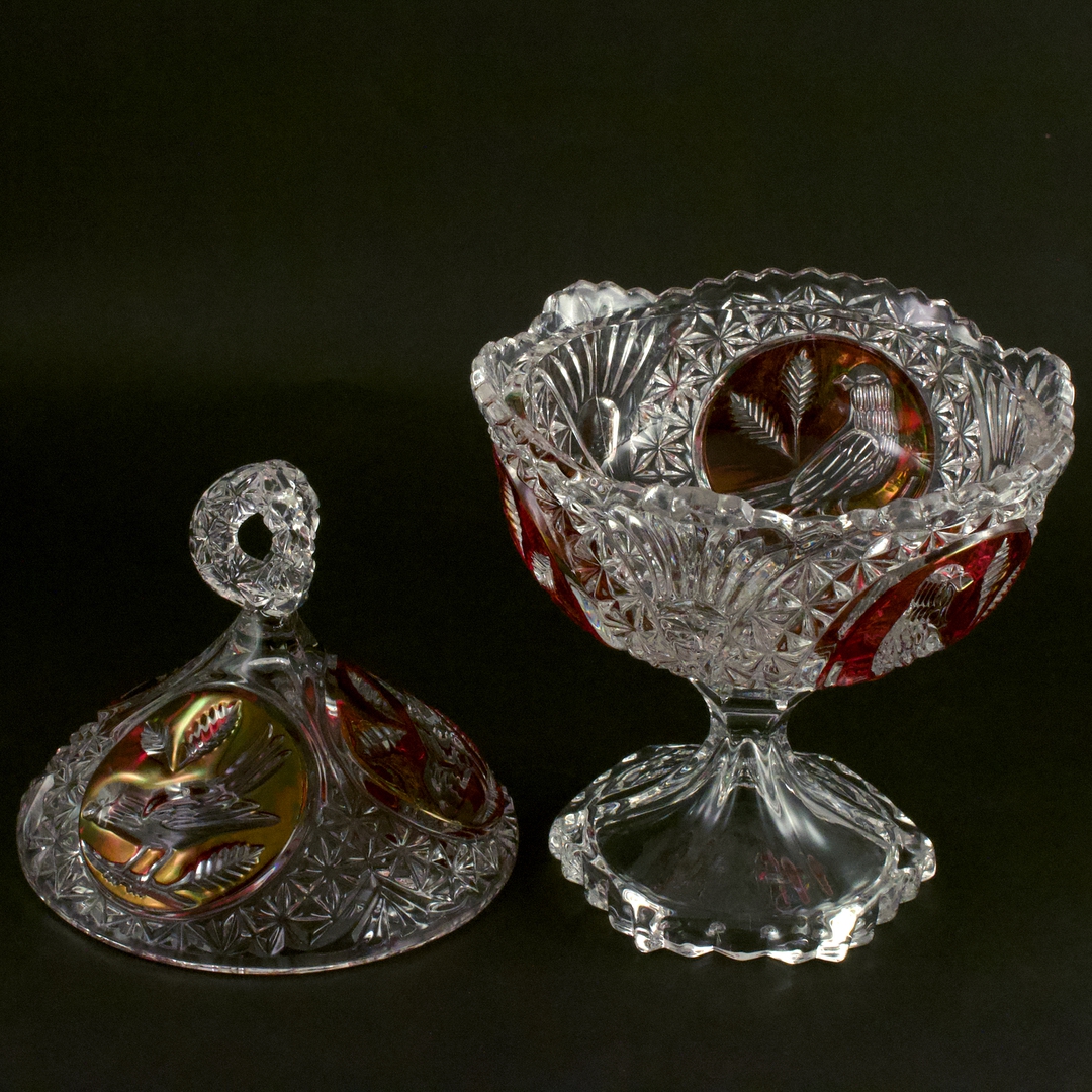 旧西德Hofbauer 水晶糖罐 Ruby Red PbO24% - 画像 (3)