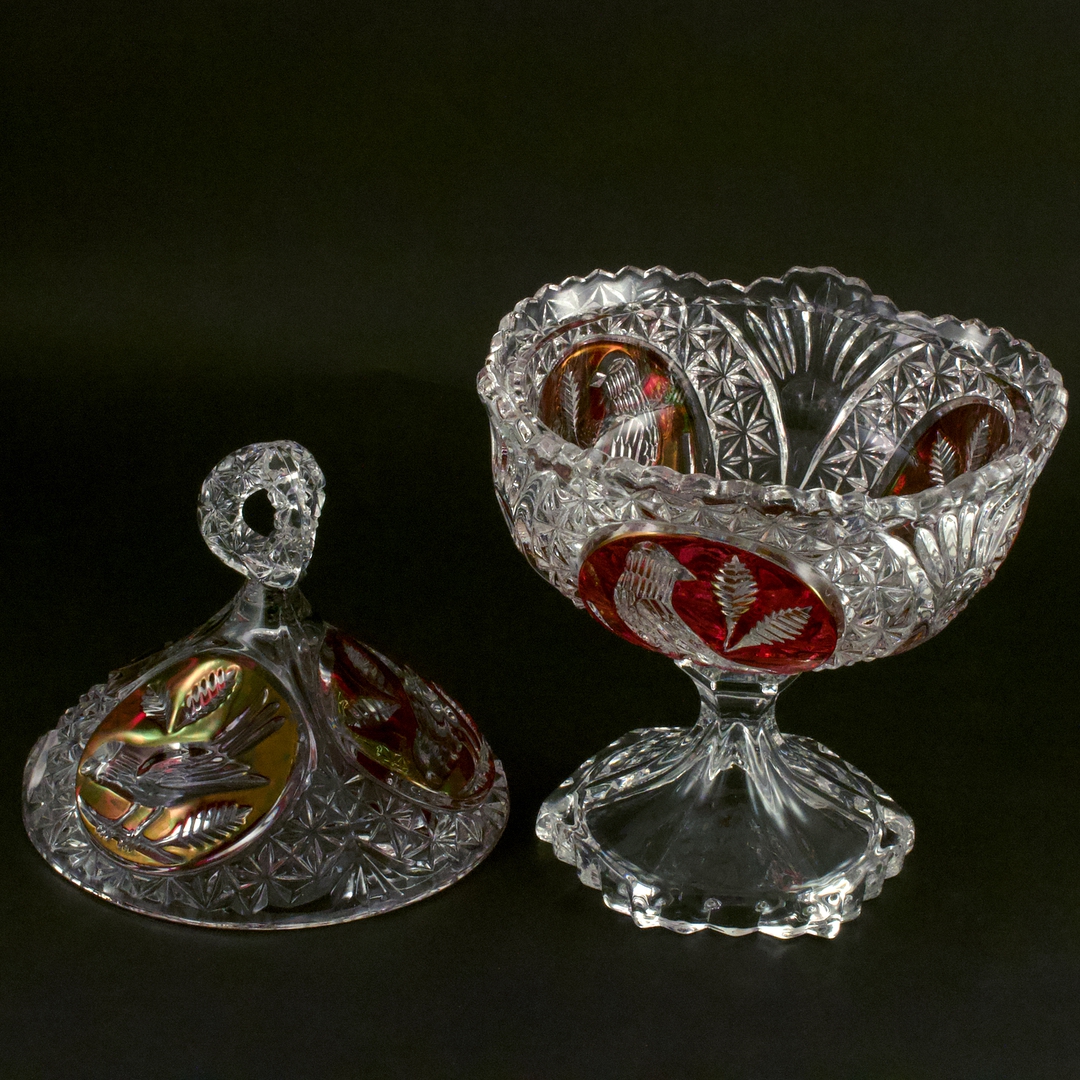 旧西德Hofbauer 水晶糖罐 Ruby Red PbO24% - 画像 (5)