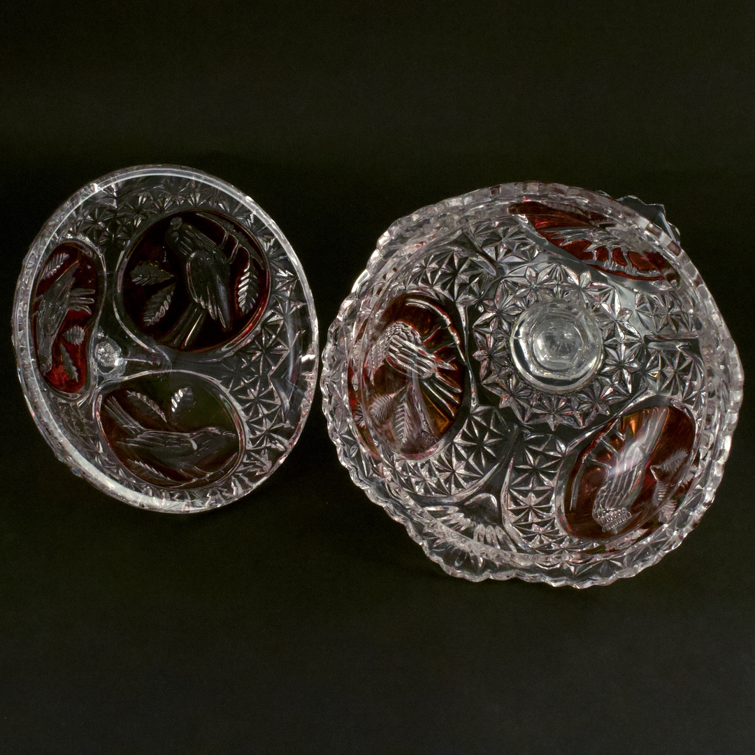 旧西德Hofbauer 水晶糖罐 Ruby Red PbO24% - 画像 (9)