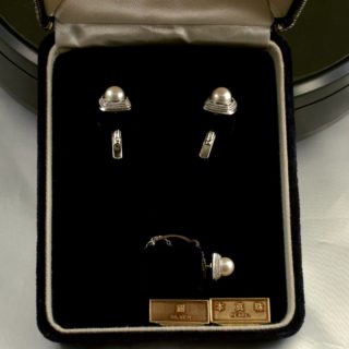 Alternative view of 日本阪急百貨店HANKYU 天然珍珠 SILVER  领带扣，袖扣三件套
